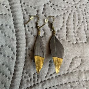 Feather gold dip earrings